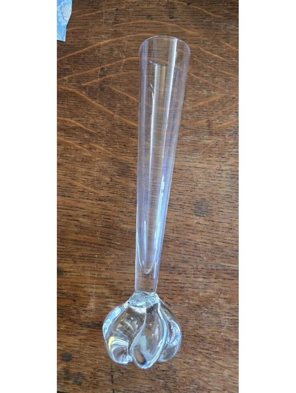 Vintage Clear Glass Flower Bud Vase Twisted Bubble Footed Classic Shape 9.5